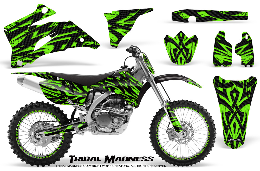 Yamaha YZ 250F 450F 06-09 Graphics Kit Tribal Madness Green NP Rims